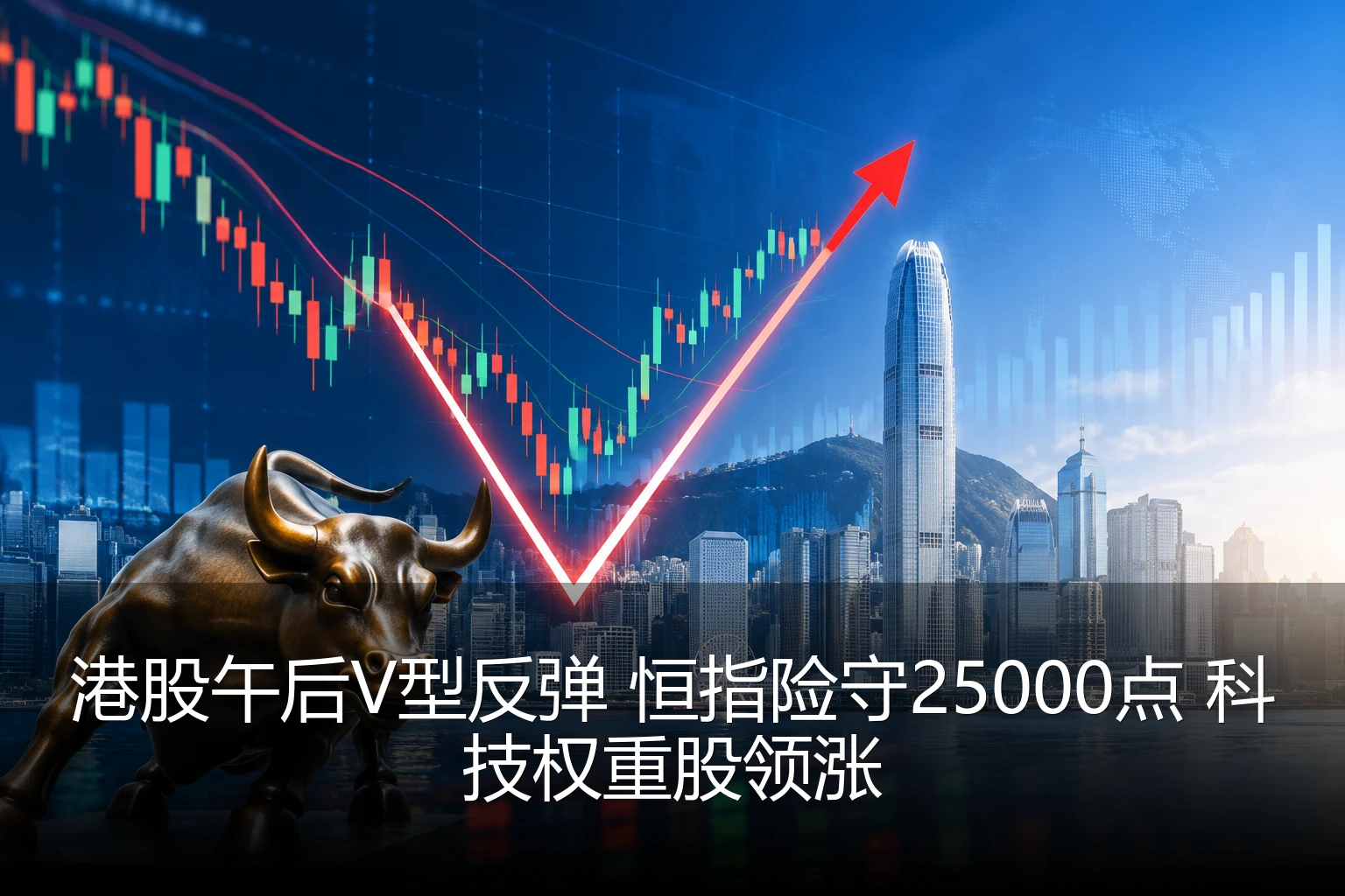 港股午后V型反弹 恒指险守25000点 科技权重股领涨